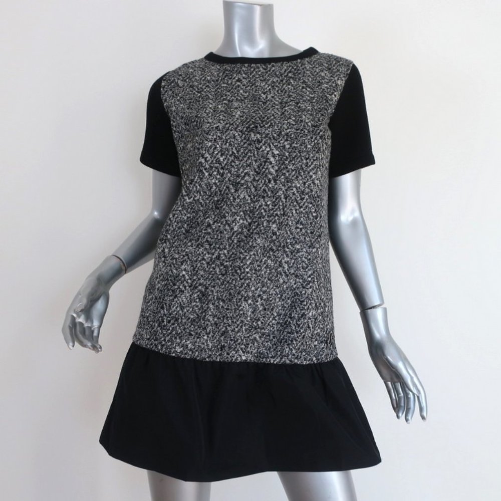 Moncler Ruffle Hem T-Shirt Dress Gray Tweed